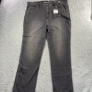 Eddie Bauer Jeans Womens T18 Black Flannel Lined Boyfriend Relaxed Stretch Denim